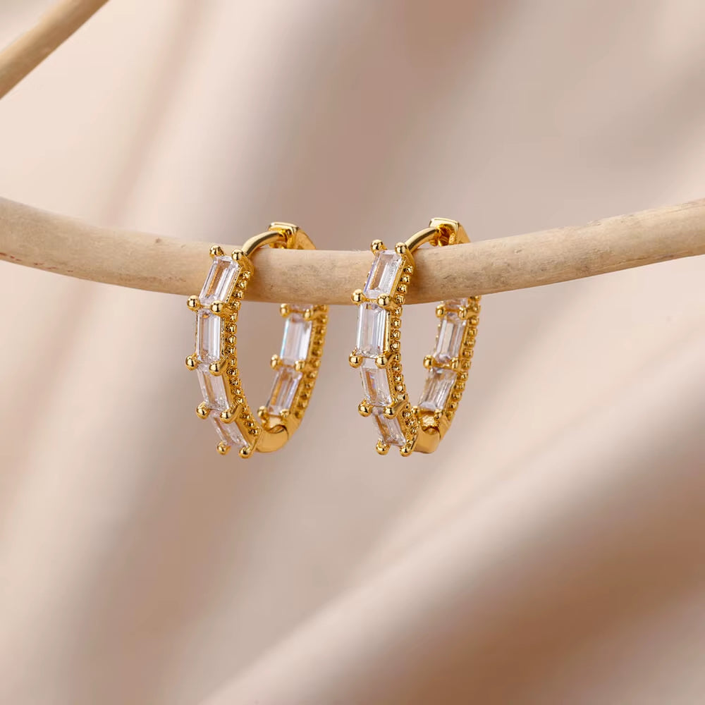 Heart Hoop Earrings for Women Girls Colored Zircon Stainless Steel Earring 2023 Trend Wedding Aesthetic Jewelry Aretes Mujer