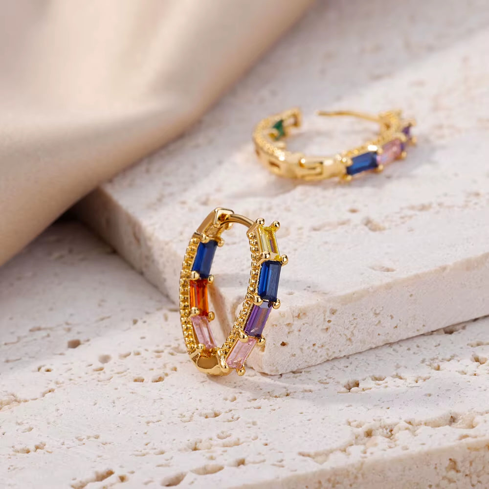 Heart Hoop Earrings for Women Girls Colored Zircon Stainless Steel Earring 2023 Trend Wedding Aesthetic Jewelry Aretes Mujer