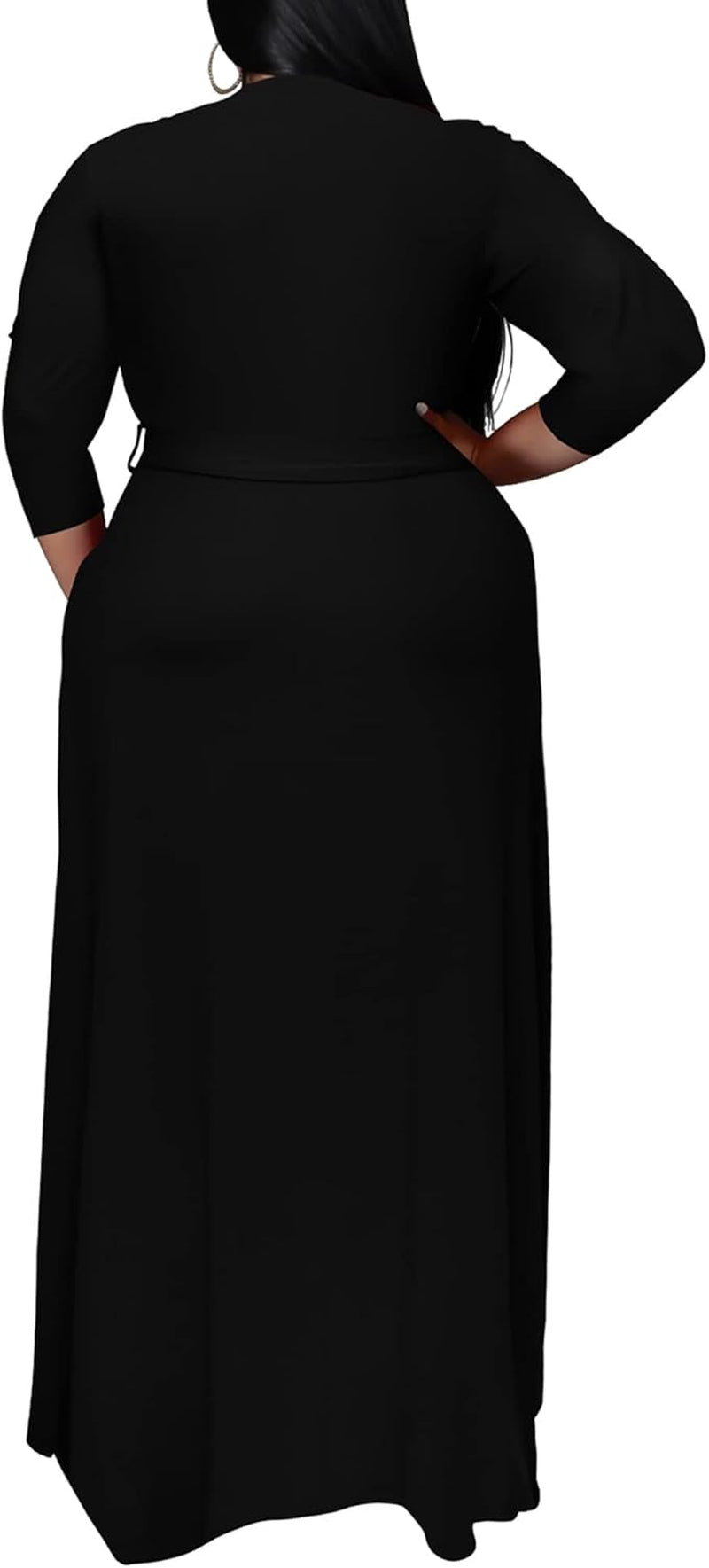 plus Size Dress for Women - 3/4 Sleeve V Neck Printing Maxi Dresses for Women (XL-6XL)