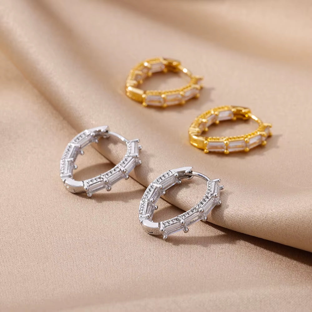 Heart Hoop Earrings for Women Girls Colored Zircon Stainless Steel Earring 2023 Trend Wedding Aesthetic Jewelry Aretes Mujer