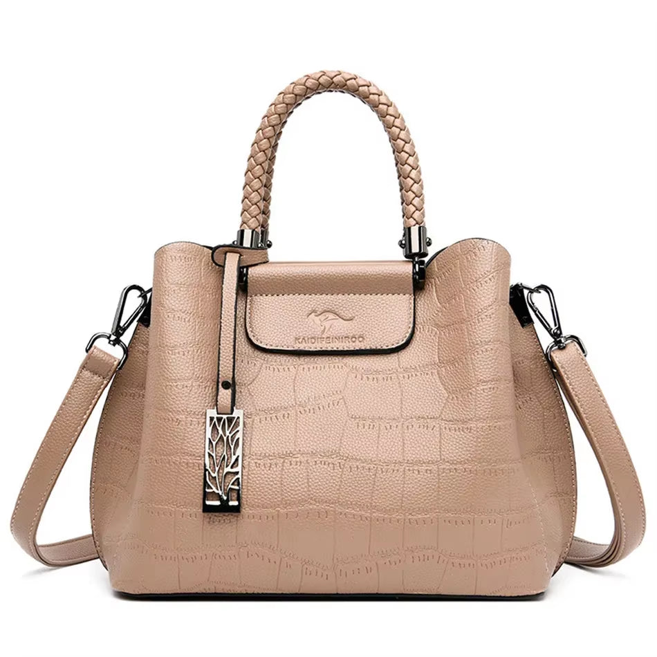 Hand-Knitted Luxury Handbags Women Bags Designer Stone Pattern Ladies Handbag Crossbody Bags for Women Shoulder Messenger Bag