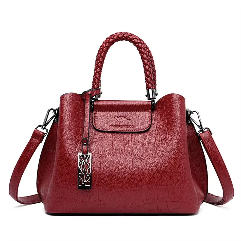 Hand-Knitted Luxury Handbags Women Bags Designer Stone Pattern Ladies Handbag Crossbody Bags for Women Shoulder Messenger Bag