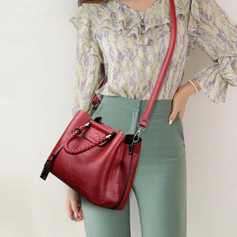 Hand-Knitted Luxury Handbags Women Bags Designer Stone Pattern Ladies Handbag Crossbody Bags for Women Shoulder Messenger Bag