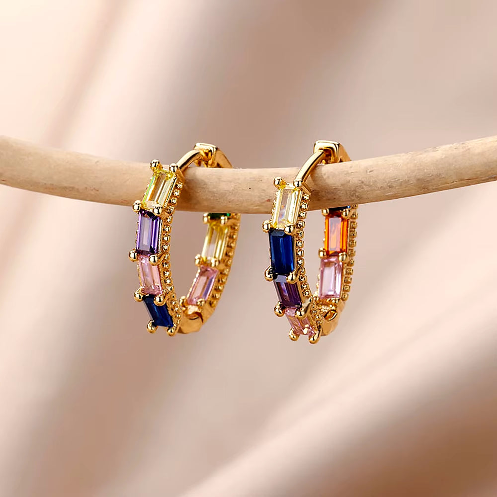 Heart Hoop Earrings for Women Girls Colored Zircon Stainless Steel Earring 2023 Trend Wedding Aesthetic Jewelry Aretes Mujer