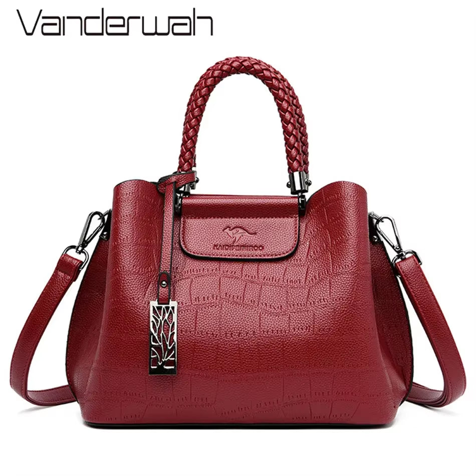 Hand-Knitted Luxury Handbags Women Bags Designer Stone Pattern Ladies Handbag Crossbody Bags for Women Shoulder Messenger Bag