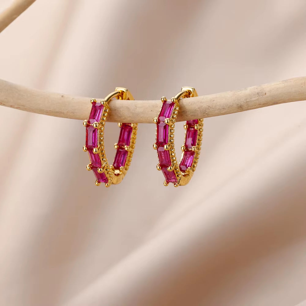 Heart Hoop Earrings for Women Girls Colored Zircon Stainless Steel Earring 2023 Trend Wedding Aesthetic Jewelry Aretes Mujer