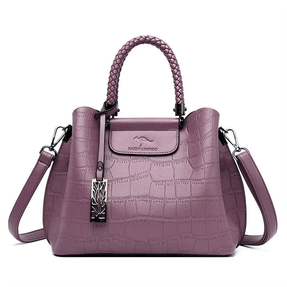 Hand-Knitted Luxury Handbags Women Bags Designer Stone Pattern Ladies Handbag Crossbody Bags for Women Shoulder Messenger Bag