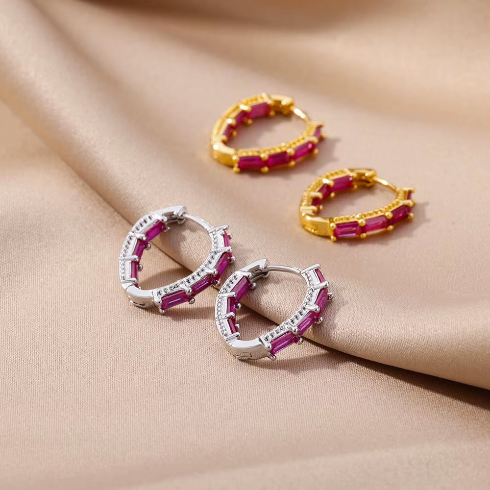 Heart Hoop Earrings for Women Girls Colored Zircon Stainless Steel Earring 2023 Trend Wedding Aesthetic Jewelry Aretes Mujer