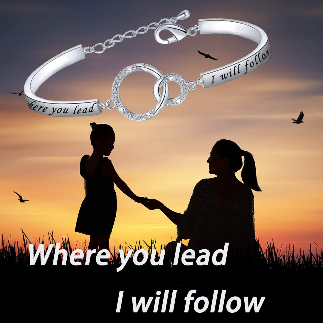 Mother Daughter Jewelry Gifts Where You Lead I Will Follow Bracelet Best Friend Gift