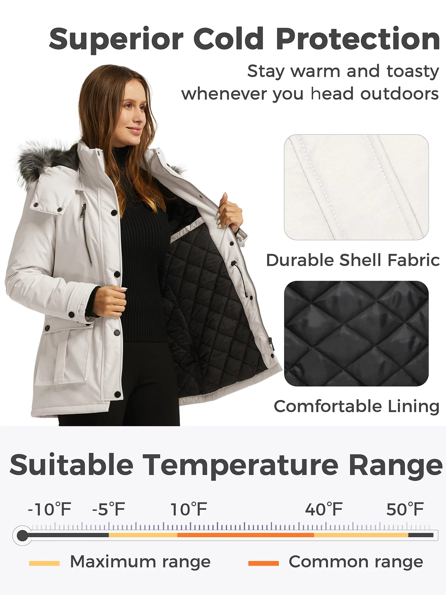 Women'S Winter Coat Quilted Winter Jacket Waterproof Winter Parka Coat Black XL