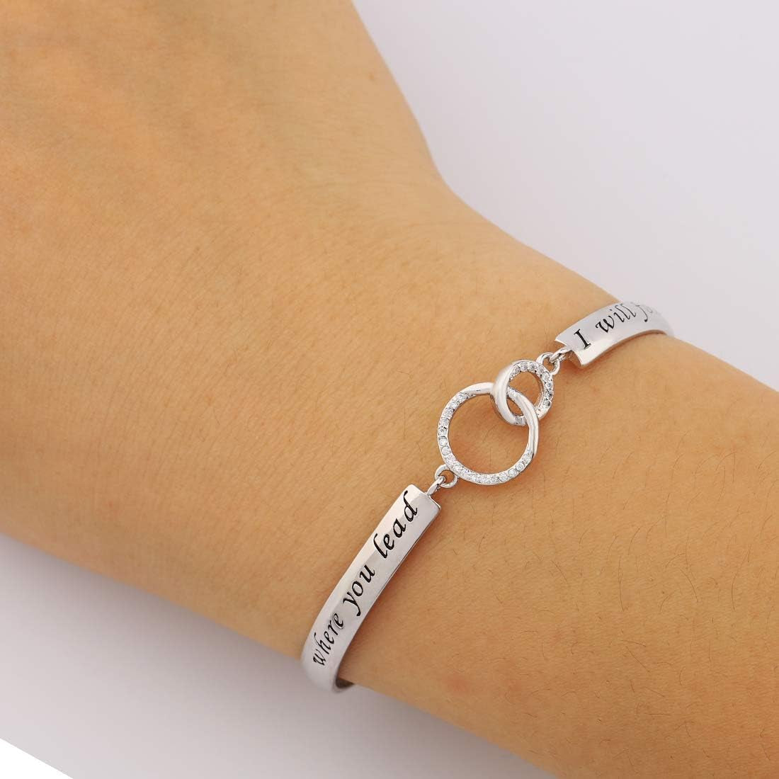 Mother Daughter Jewelry Gifts Where You Lead I Will Follow Bracelet Best Friend Gift